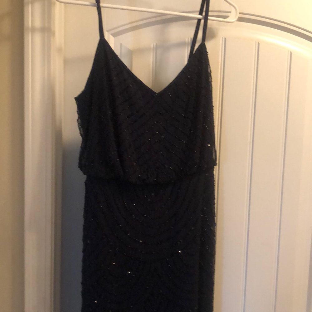 Adrianna Papell navy beaded dress